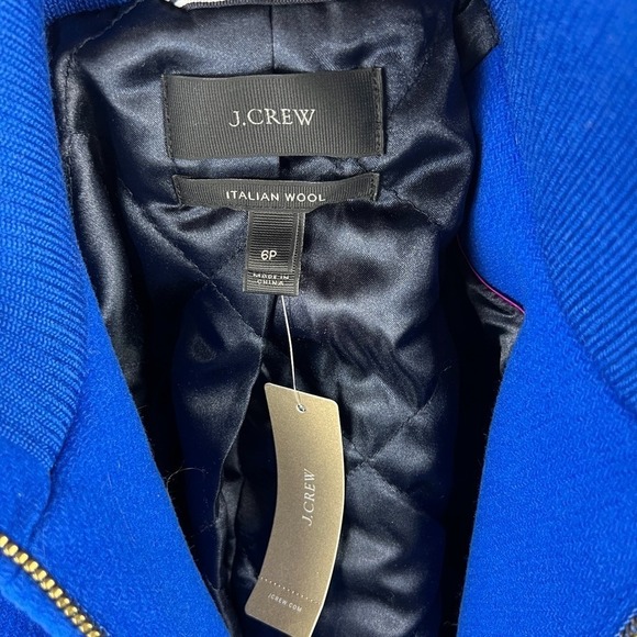 J. CREW Italian Stadium Cloth Lodge Italian Wool Coat Quilt Lined Blue Womens 6P - Picture 10 of 14